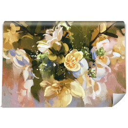 Fototapeta winylowa zmywalna Kwiaty - bukiet na dwukolorowym tle