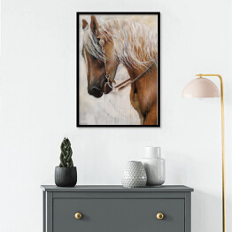 Plakat w ramie Piękny koń z jasną grzywą
