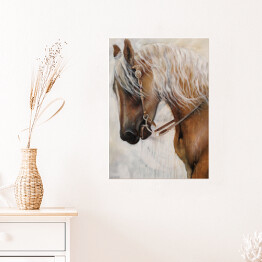 Plakat Piękny koń z jasną grzywą