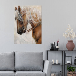 Plakat samoprzylepny Piękny koń z jasną grzywą