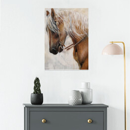 Plakat Piękny koń z jasną grzywą