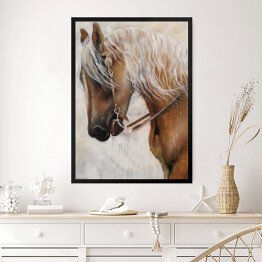 Obraz w ramie Piękny koń z jasną grzywą