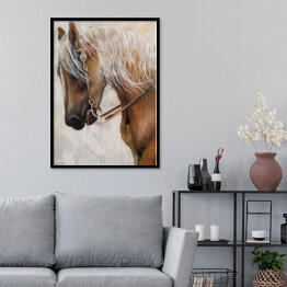 Plakat w ramie Piękny koń z jasną grzywą