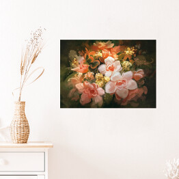 Plakat samoprzylepny Kwitnące kwiaty w kolorze bladego różu