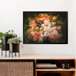 Obraz w ramie Kwitnące kwiaty w kolorze bladego różu
