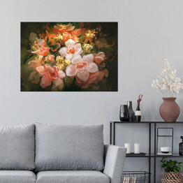 Plakat samoprzylepny Kwitnące kwiaty w kolorze bladego różu