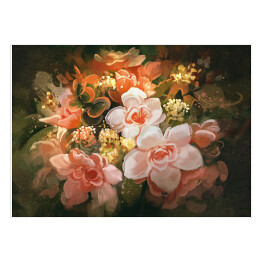 Plakat Kwitnące kwiaty w kolorze bladego różu