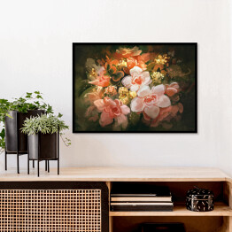 Plakat w ramie Kwitnące kwiaty w kolorze bladego różu