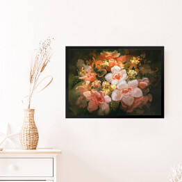 Obraz w ramie Kwitnące kwiaty w kolorze bladego różu