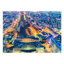 Plakat Nocny widok na dworzec kolejowy w Paryżu