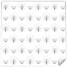 Tapeta samoprzylepna w rolce Minimalistyczny wzór z drzewami i motywami roślinnymi