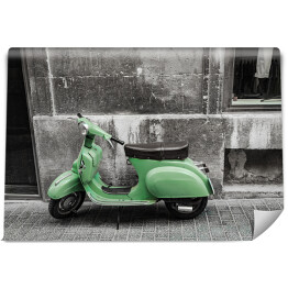 Fototapeta Zielony skuter w stylu retro