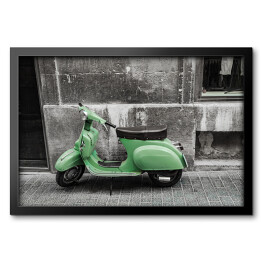 Obraz w ramie Zielony skuter w stylu retro