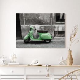Obraz na płótnie Zielony skuter w stylu retro