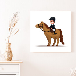 Obraz na płótnie Chłopiec - dżokej na koniu - ilustracja