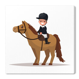 Obraz na płótnie Chłopiec - dżokej na koniu - ilustracja