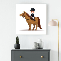 Chłopiec - dżokej na koniu - ilustracja