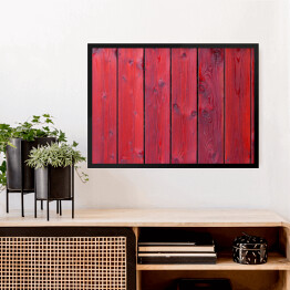 Obraz w ramie Stara czerwona drewniana tekstura z naturalnymi wzorami