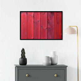 Plakat w ramie Stara czerwona drewniana tekstura z naturalnymi wzorami