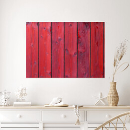 Plakat samoprzylepny Stara czerwona drewniana tekstura z naturalnymi wzorami