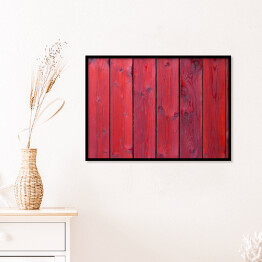 Plakat w ramie Stara czerwona drewniana tekstura z naturalnymi wzorami