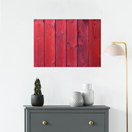 Plakat Stara czerwona drewniana tekstura z naturalnymi wzorami