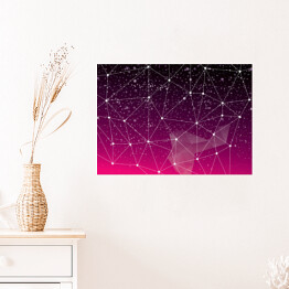 Plakat samoprzylepny Abstrakcja - geometryczny różowo czarny gwiezdny układ