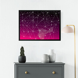Obraz w ramie Abstrakcja - geometryczny różowo czarny gwiezdny układ