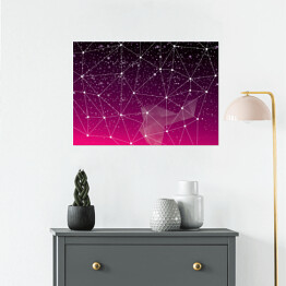 Plakat samoprzylepny Abstrakcja - geometryczny różowo czarny gwiezdny układ