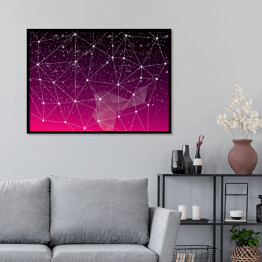 Plakat w ramie Abstrakcja - geometryczny różowo czarny gwiezdny układ
