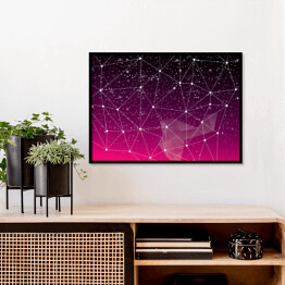 Plakat w ramie Abstrakcja - geometryczny różowo czarny gwiezdny układ