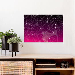 Plakat Abstrakcja - geometryczny różowo czarny gwiezdny układ