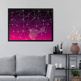 Obraz w ramie Abstrakcja - geometryczny różowo czarny gwiezdny układ