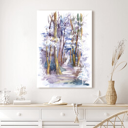 Obraz na płótnie Ścieżka prowadząca przez las zimą