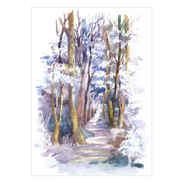Plakat samoprzylepny Ścieżka prowadząca przez las zimą