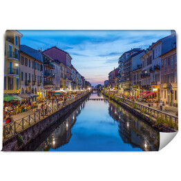 Fototapeta winylowa zmywalna Kanał Naviglio Grande w godzinach wieczornych, Mediolan, Włochy