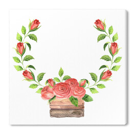 Obraz na płótnie Niepełny wieniec kwiatowy - kwiaty róży