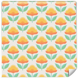 Tapeta w rolce Rozłożyste kwiaty w kolorze pomarańczowym na białym tle
