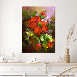 Plakat samoprzylepny Bukiet czerwonych kwiatów