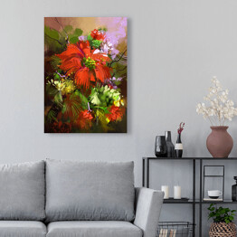 Obraz na płótnie Bukiet czerwonych kwiatów