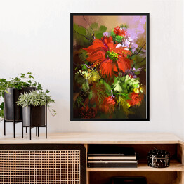 Obraz w ramie Bukiet czerwonych kwiatów