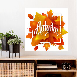 Plakat samoprzylepny Napis na tle jesiennych liści 