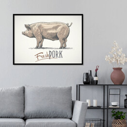 Plakat w ramie Świnia - ilustracja