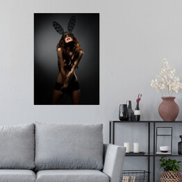 Plakat samoprzylepny Modelka pozująca w masce z uszami królika