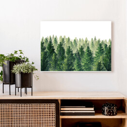 Obraz na płótnie Zielony las we mgle - ilustracja