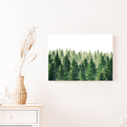 Obraz na płótnie Zielony las we mgle - ilustracja