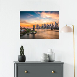 Plakat samoprzylepny Panorama Nowego Jorku z Mostem Brooklińskim w centrum