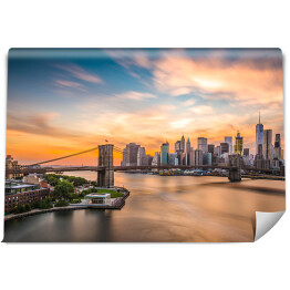 Fototapeta winylowa zmywalna Panorama Nowego Jorku z Mostem Brooklińskim w centrum