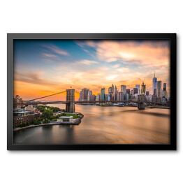 Obraz w ramie Panorama Nowego Jorku z Mostem Brooklińskim w centrum