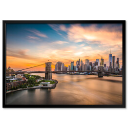 Plakat w ramie Panorama Nowego Jorku z Mostem Brooklińskim w centrum